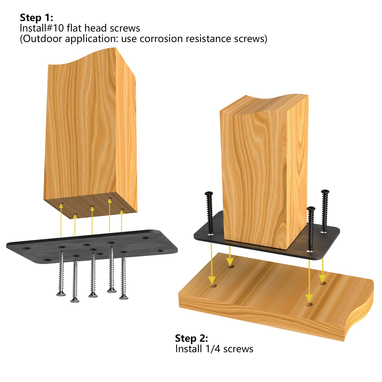 4x4 Post Anchor Plates (2 pcs)- Perfect for Deck Railing, Wood Fence, Post Base Bracket, Fence Post Anchor, and mailbox post anchor. - Sihnman
