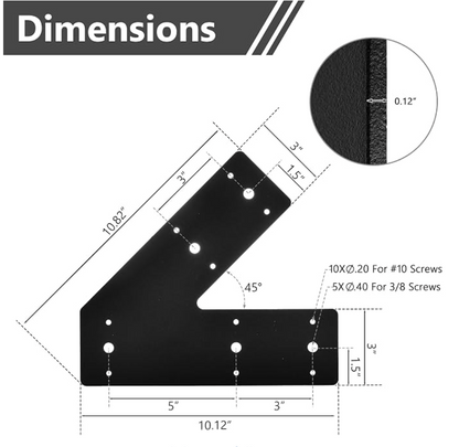 45 Degree Angle Flat Bracket (2 pc) with Powder Coating as Mending Plate, Angled Brackets