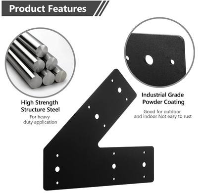 45 Degree Angle Flat Bracket (2 pc) with Powder Coating as Mending Plate, Angled Brackets