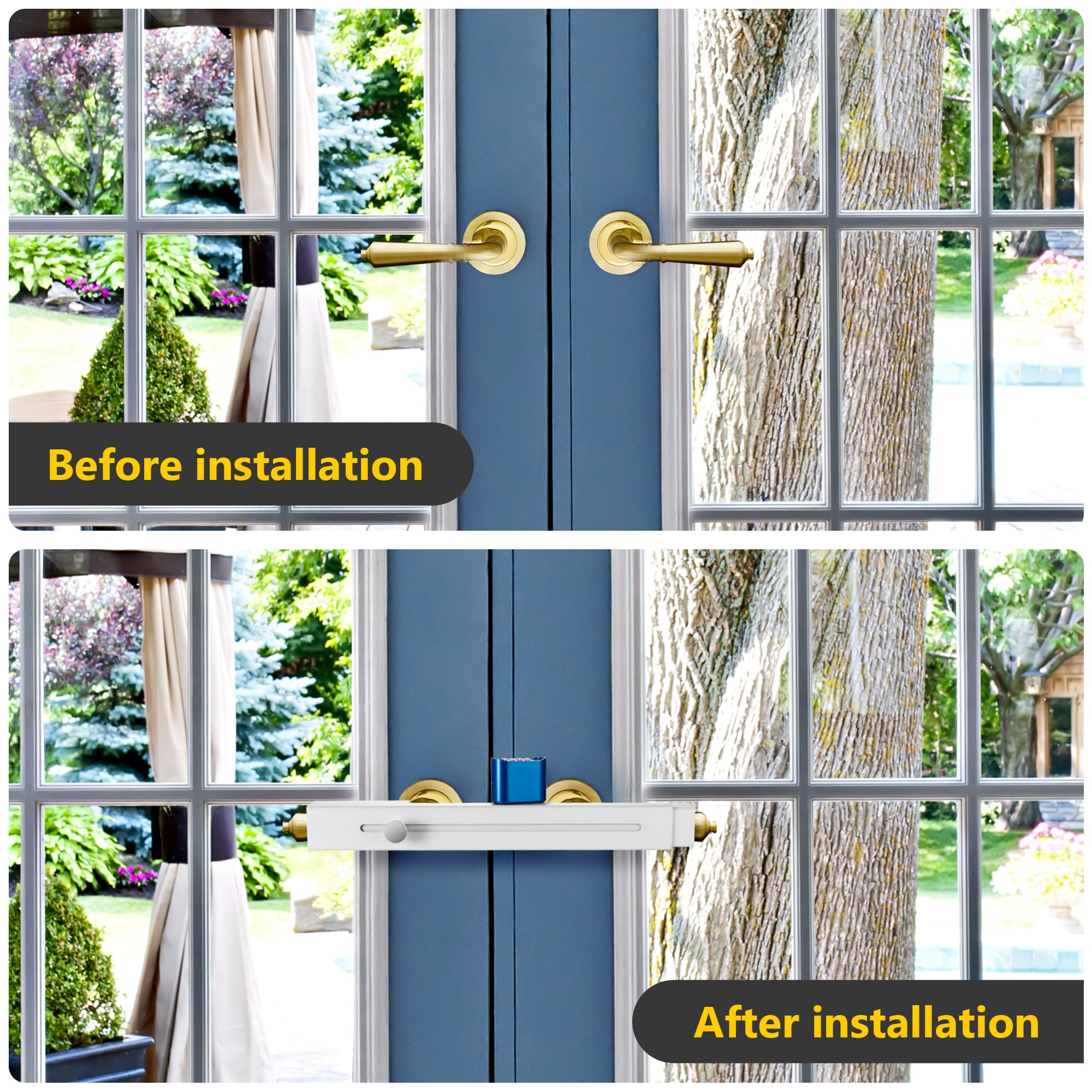 Double Door and French Door Security Hardware with Padlock. Security ...